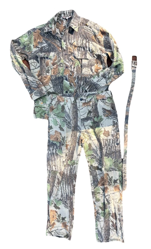 VTG Walls Realtree Camouflage Flannel Set Shirt Pants Belt Measures Mens Medium - Image 3 of 4