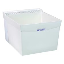Mustee 19W Wall Mount Laundry Tub, 34 In H, 20 In W, 24 In L, 3 Faucet Holes,
