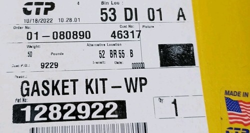 CTP 1282922 GASKET KIT-WP for CATERPILLAR Made in USA - Picture 2 of 3