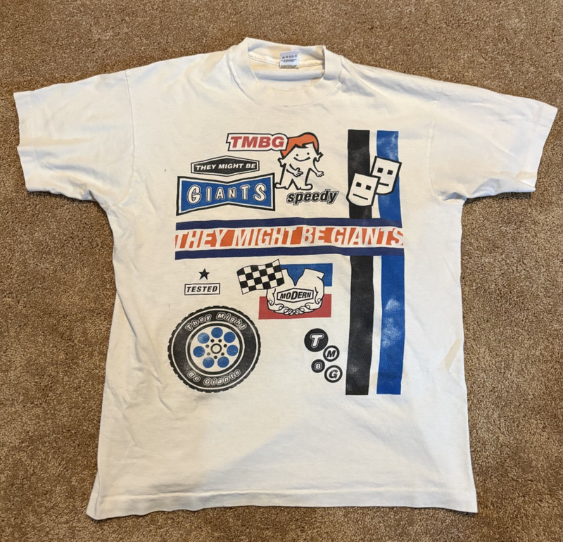 Vintage They Might Be Giants Speedy Shirt LARGE mink car severe tire damage TMBG