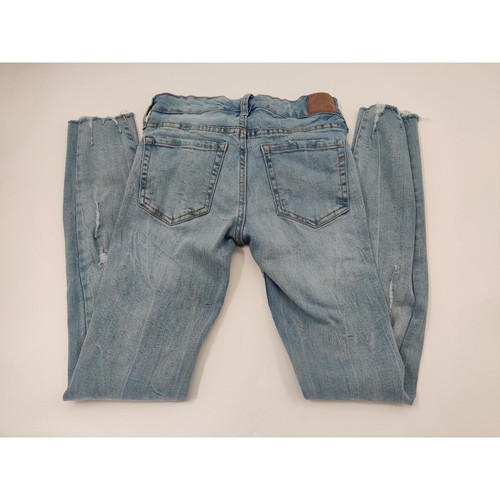 Pantalones de mezclilla para mujer Aéropostale talla 2 regulares azul claro desgastados dobladillo crudo informales - Imagen 3 de 14