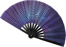 Large Folding Fan for Men/Women, Nylon-Cloth Clack Rave Hand Fan for Dance, Conc