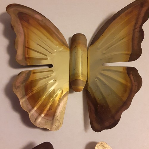 Vintage MCM HomCo Set of 4 Metal Hanging Butterflies Copper Brass Wall Art Decor - Picture 5 of 11