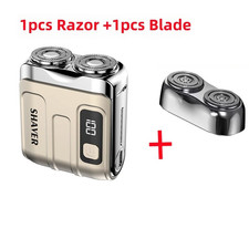 1pc Mini Electric Shaver Rechargeable Dual Blade Beard Trimmer Digital Display