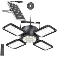 Solar Shed Light Outdoor Indoor, Upgrade 6500K 1200Lumen 174 LEDs Motion Black