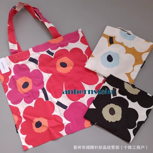 Tote Bag Marimekko Ladies Flower Canvas Bag Large Capacity Portable Shopping Bag - Picture 2 of 30