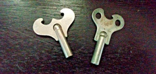 Two Old Unmarked Small Clock Keys, Clock Parts, Clock Tools