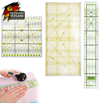 3 Stück Patchwork Lineal Quilten Lineal,15X15Cm/15X30Cm/5X30Cm,Grad Lineal Set,P