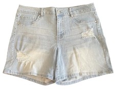 D. Jeans Women's High Waist Distressed Shorts Size 12 Cotton Blend Light Wash