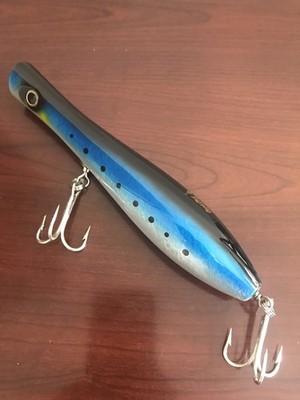 BIG GAME POPPER WOOD CASTING-TROLLING FISHING LURE 9'' IN 5 OZ BLACK,BLUE,WHITE