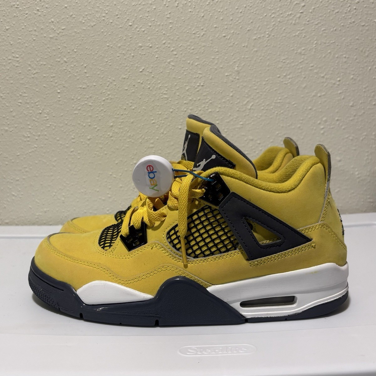 靴 Air Jordan 4 Retro Yellow Jordan Air Jordan 4 Retro Yellow Black Leather Boys' Sneakers Size