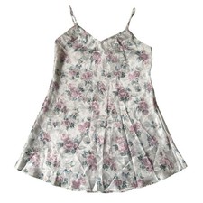 Vintage 1990s Kathryn Women  s Floral Satin Finish V-Neck Slip Mini Dress Size M