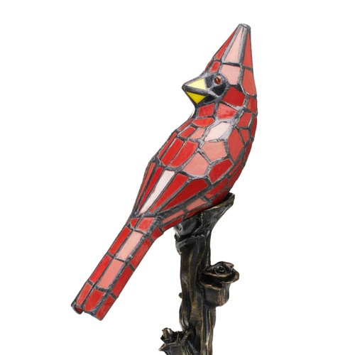 13 1/2" Red Cardinal Stained Glass Bird Accent Lamp - Picture 5 of 9