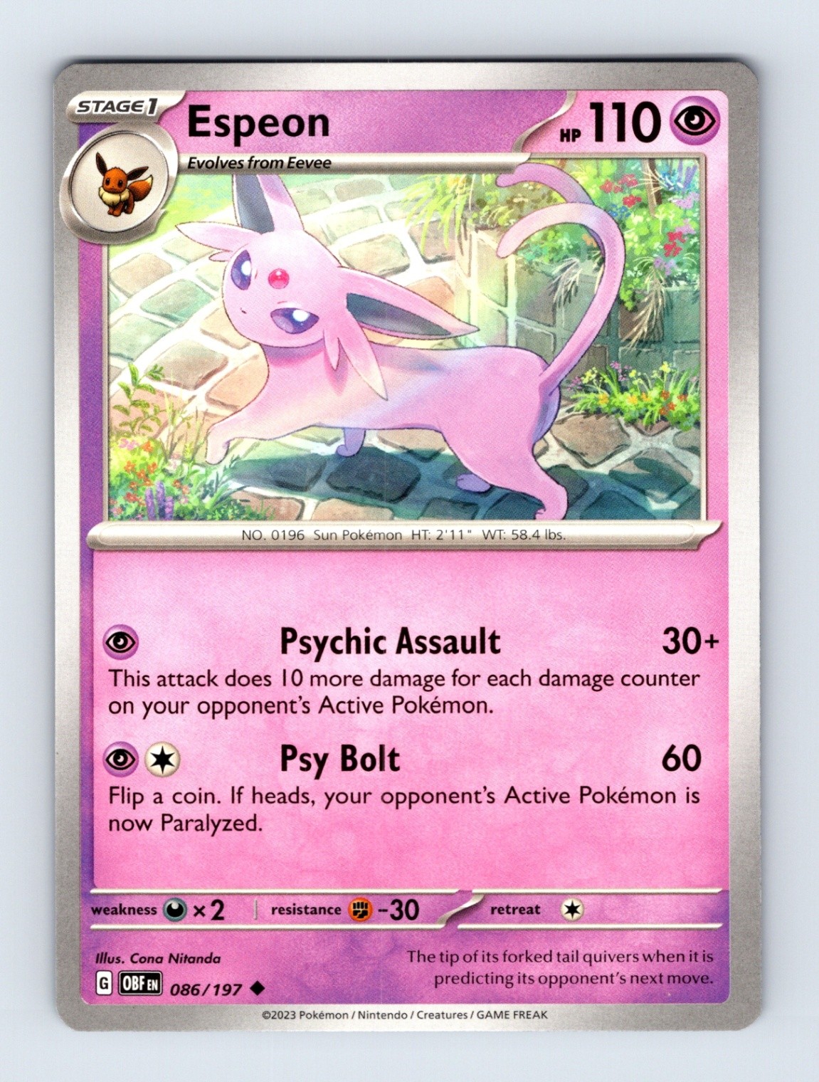 Espeon - Obsidian Flames 086/197 - Uncommon - NM - Pokémon
