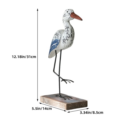 Wooden Seagull Statue: Nautical Sea Bird Sculpture - Handcrafted Coastal - Picture 4 of 12