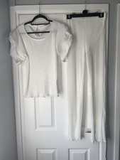 Ladies White Co-ord Set Size S/M