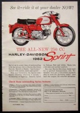 1962 Harley-Davidson 250cc Sprint vintage Motorcycle AD