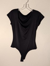 Bodysuit Black Thong Snap Crotch Short Sleeve Size Medium