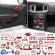 RED Carbon Fiber Car Inner Panel Cover Full Trim Kit for Dodge Charger 2011+ Acc
