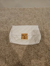 Womens White Shein Quilted Turn Clasp Handbag