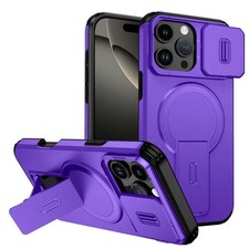 MagSafe Case for iPhone 16 15 14 13 Pro Max Armor Stand Slide Camera Lens Cover