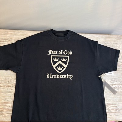 Fear of God Essentials University Logo Heavy Crewneck T Black Men s size XS 