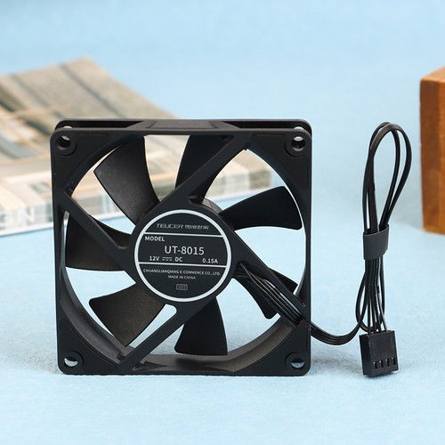Teucer UT-8015 8CM Chassis Fan Slim 12V/4Pin PWM PC Case Cooling Ventilator Qo - Zdjęcie 9 z 10