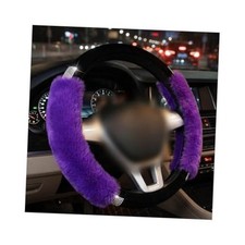 Rhinestone Fluffy Steering Wheel Cover Anti-slip Diamond Faux Wool Car Purple