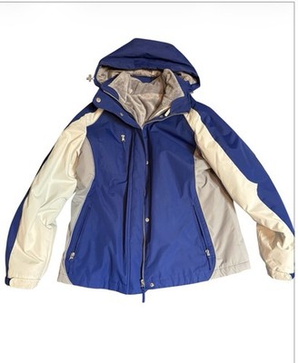 Below Zero Weatherproof Insulated Winter Jacket M Blue And White Removable Hood