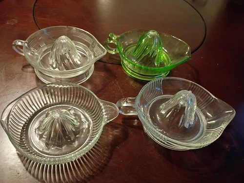 Vintage Glass Citrus Juicers Reamers Lot Uranium Green Depression Era