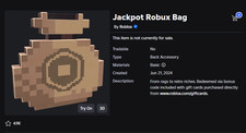 *CHEAP* Jackpot Robux Bag - Roblox Bonus Code Item W/ Effects [READ DESC.]
