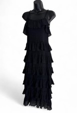 MinkPink Dress Women Small Crepe Lined Ruffle Tier Belt Tie Zip Work Party Core