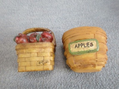 Vintage Suzi Skoglund Resin Woven Basket Primitive Apple Autumn Harvest 3''