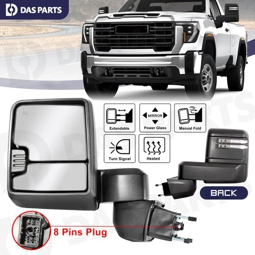 Driver Left Side View Tow Mirror For 2019-2024 Silverado Sierra 2500HD 3500HD