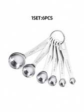 6pcs Stainless Steel Baking and  Cooking Measuring Spoons Set, Metal Kitchen UK.