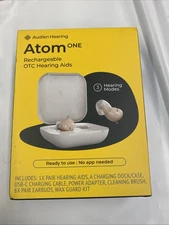 NIB AUDIEN ATOM ONE Rechargeable OTC Hearing Aid Dock/Case USB Cable Adapter