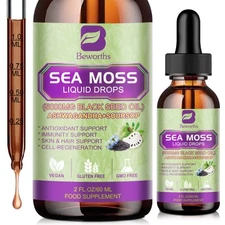 Sea Moss Liquid Drops Black Seed Oil Ashwagandha Immune Joint Digestion Support