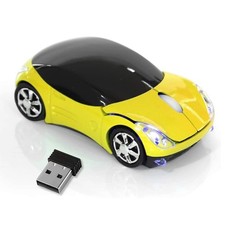 Yellow Cute Car Wireless Mouse 2.4G USB Receiver 1600 DPI Laptop Mac OS PC