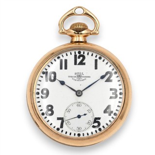 VINTAGE BALL 999P MODEL 1 21J OFFICIAL STANDARD RAILROAD POCKET WATCH GOLD FILL