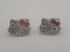 JCM Sanrio 925 Sterling Silver Crystal Hello Kitty Post Style Pierced Earrings