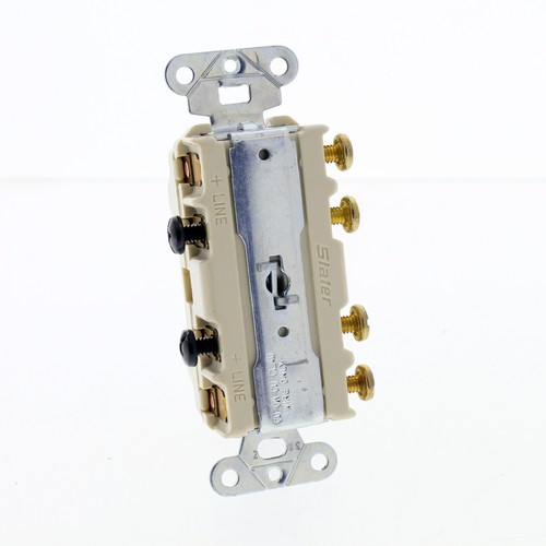 Slater Ivory Dual 3-Way Toggle Light Switch Duplex 15A 120/277V 693-I - Picture 3 of 3