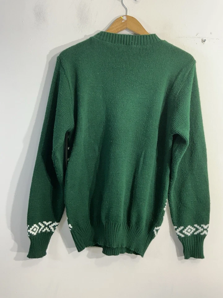 Suéter Pullover Hombre Boohoo Tema Navidad Pequeño Verde Blanco Cuello Redondo Foto 2 de 4