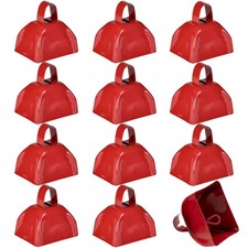 Metal Cowbell - 12 Pack, 3 Inch Red Cow Bells for Sporting 3 Inch,