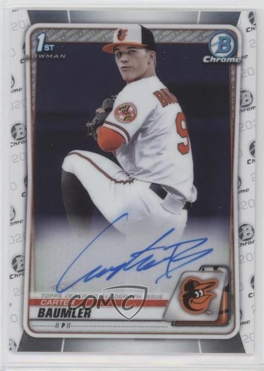 2020 Bowman Draft Chrome Draft Picks Auto Carter Baumler #CDA-CB Auto 0g8o
