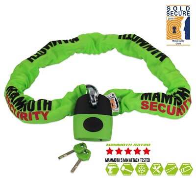 MAMMUT SOLD SECURE GOLD ZUGELASSEN SCHÄKELSCHLOSS & KETTE 1,2 M M MOTOCROSS MOTORRAD