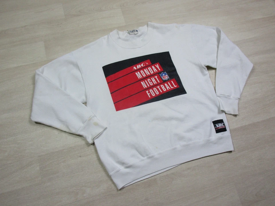 Moletom de futebol vintage noz-moscada década de 1990 ABC NFL segunda-feira à noite grande rock n roll - Imagem 2 de 4