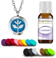Essential Oil Diffuser Necklace Pendant Locket Aromatherapy Set With Lavender 