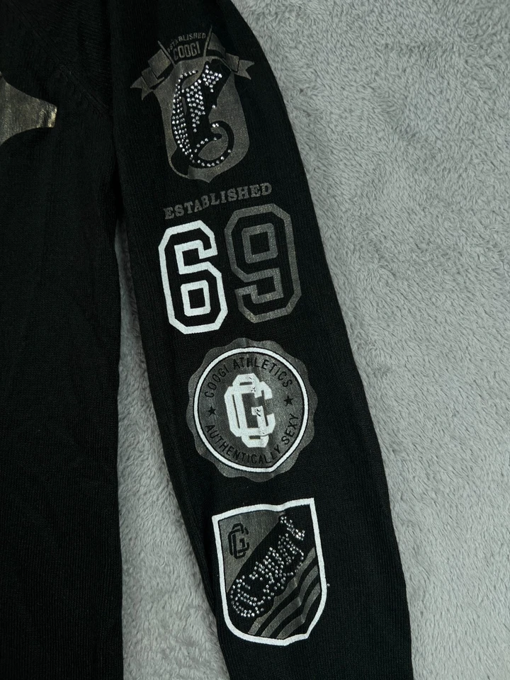 COOGI Varsity свитер женщин большой черный кардиган вязаный стразы длинным рукавом - Изображение 3 из 4