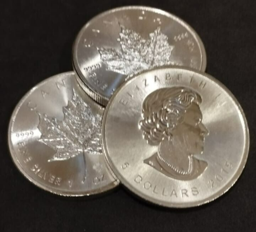 3 x 1oz Silver Coins Canadian Maple Leaf Bullion 2015 Free Capsule (3coins)SET 1 - Picture 5 of 11