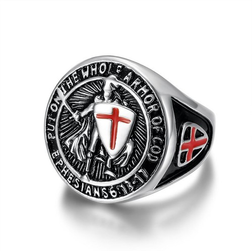 Knights Templar Put On The Whole Armor of God Ring Stainless Steel Szie 7-13 - Picture 2 of 4